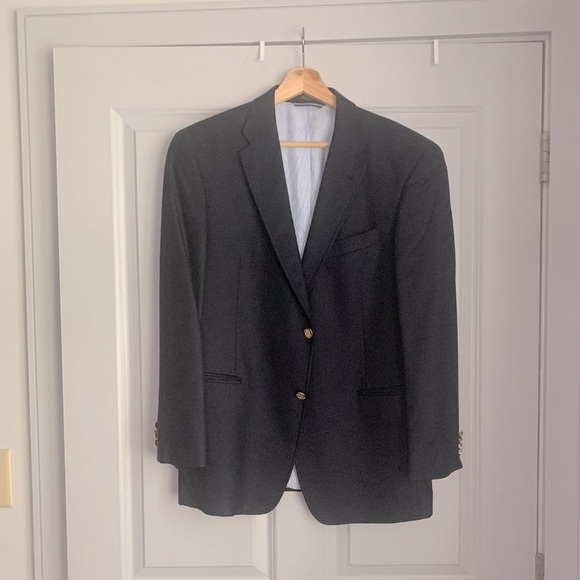 Tommy Hilfiger Navy Blue Size L Silk (55%) and Wool (45%) Blend Blazer - Picture 2 of 7